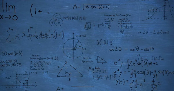 Image Zoom Out Showing Mathematical Equations Calculations Handwritten Black Chalk — Stock Photo, Image