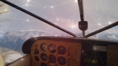 Uçan uçak üzerindeki bağlantı ağının animasyonu. küresel seyahat ve bağlantılar konsepti dijital olarak oluşturulmuş video.