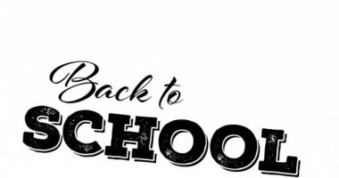 Beyaz arka planda okula dönüş metninin animasyonu. okul, eğitim ve öğrenim konsepti dijital olarak oluşturulmuş video.