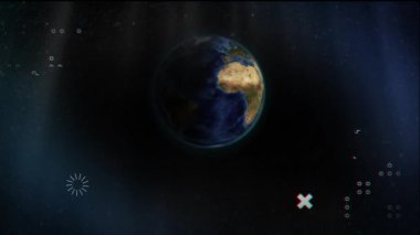 Dünya üzerinde hareket eden desenlerin animasyonu. küresel bağlantılar, alan ve renk konsepti dijital olarak oluşturulmuş video.