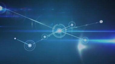 Mavi arka planda parlayan bağlantı ağının dijital animasyonu. küresel ağ ve teknoloji kavramı