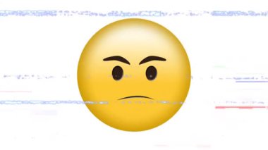 Ekrandaki sesler üzerine kızgın emoji simgesinin animasyonu. küresel sosyal medya ve iletişim konsepti dijital olarak oluşturulmuş video.