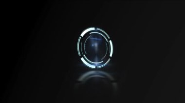 Siyah arkaplan üzerinde mavi dürbün taraması. teknoloji ve veri işleme kavramı dijital olarak oluşturulmuş video.