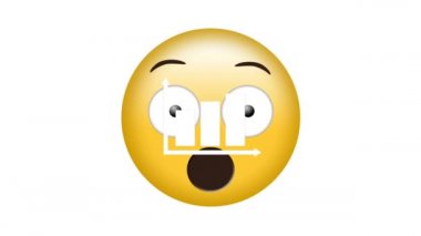 Çubuk grafik simgesinin dijital animasyonu beyaz arkaplanda şaşırmış yüz ifadelerine karşı. ifade ve iletişim kavramı