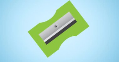 Mavi arka planda kalem açacağı dijital simgesinin animasyonu. okul, eğitim ve öğrenim konsepti dijital olarak oluşturulmuş video.