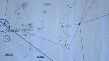 Gri arkaplandaki mikroişlemci bağlantılarına karşı bağlantı ağının dijital animasyonu. küresel ağ ve teknoloji kavramı