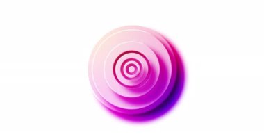 Beyaz arka planda titreşen gökkuşağı dairesi katmanlarının animasyonu. desen, renk ve hareket konsepti dijital olarak oluşturulmuş video.