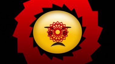 Kırmızı dekoratif tasarımların dijital animasyonu siyah arkaplanda kızgın yüz ifadeleri üzerine. ifade ve iletişim kavramı