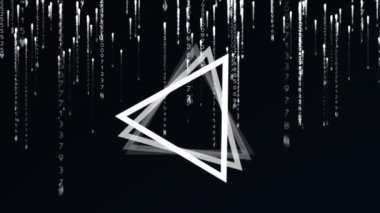 Veri işleme üzerinde hareket eden geometrik şekillerin animasyonu. küresel bilim, dijital arayüz ve veri işleme kavramı dijital olarak oluşturulmuş video.