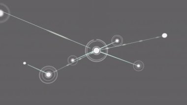 Gri arka planda yüzen bağlantı ağının dijital animasyonu. küresel ağ ve teknoloji kavramı