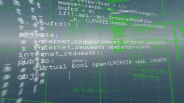 Gri arkaplan ile ağ üzerinden veri işleme dijital animasyonu. bilgisayar arayüzü ve teknoloji kavramı