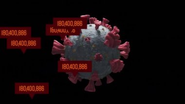 Animation of covid 19 cell over changing numbers. global covid 19 pandemic concept digitally generated video.