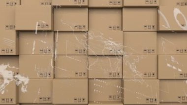 Arkaplandaki posta kutuları ile veri işleme ile dijital arayüz. lojistik ve ulaşım sektörü kavramı