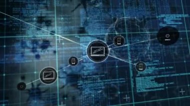 Mavi arkaplandaki çoklu covid-19 hücrelerine karşı profil simgeleri ve veri işleme ağı. Coronavirus covid-19 salgın konsepti