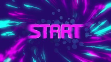 Senin animasyonun mavi arka plandaki renkli ışıklarla yeniden başlıyor. Video oyunu, eğlence ve dijital arayüz kavramı dijital olarak oluşturuldu.