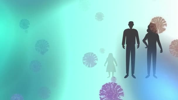 Animation Covid Cells Shadows People Global Covid Pandemic Concept Digitally — Vídeo de stock
