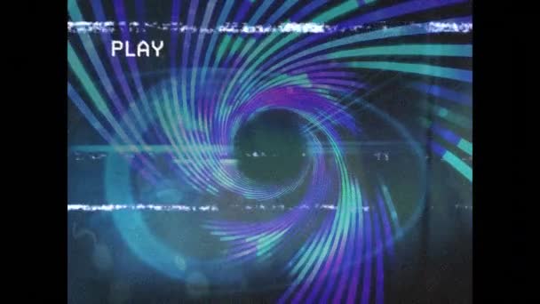 Animation Playback Interface Distortion Purple Blue Spiral Data Communication Technology — Stock Video