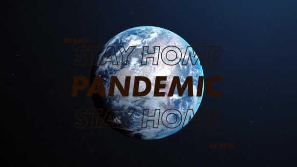 Červené Pruhy Proti Pobytu Doma Pandemický Text Celém Světě Modrém — Stock video