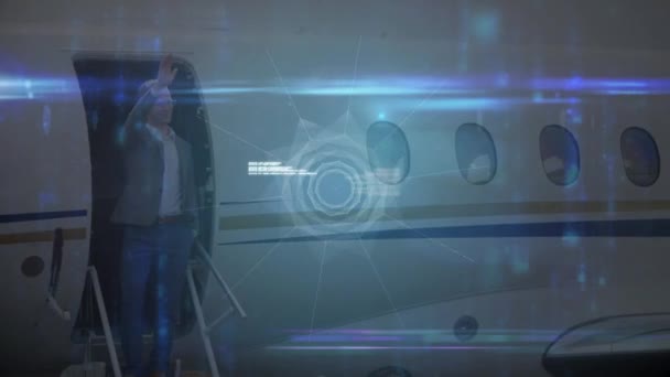 世界中の接続のネットワークのアニメーション 飛行機やビジネスマン グローバルビジネス旅行とデジタルで生成されたビデオ — ストック動画