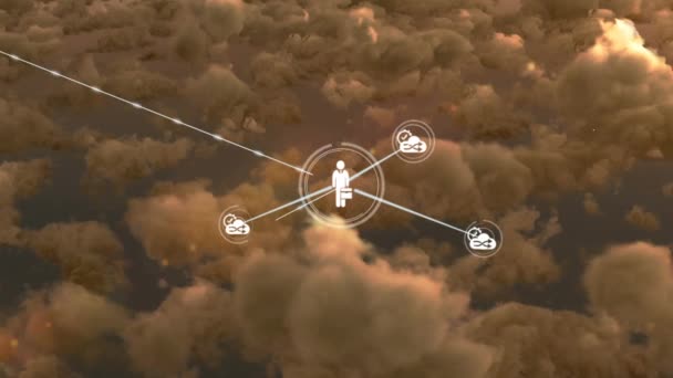 Animacja Sieci Połączeń Nad Chmurami Niebem Globalne Media Społecznościowe Połączenia — Wideo stockowe
