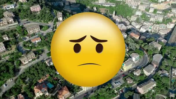 Dühös Érzelem Szomorú Arckifejezéssé Változik Városkép Légi Kilátása Ellen Közösségi — Stock videók
