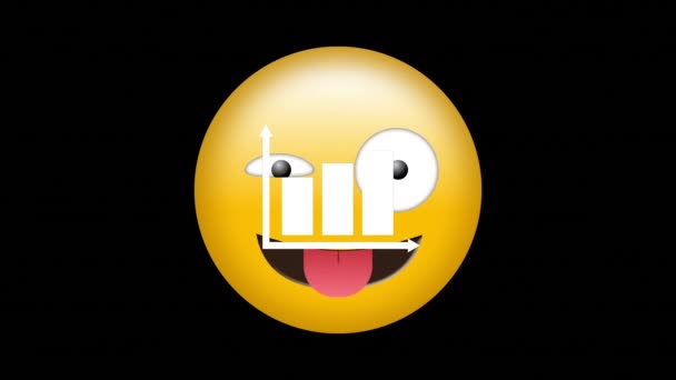 Κινούμενα Σχέδια Του Εικονιδίου Happy Emoji Πάνω Από Στατιστική Παγκόσμια — Αρχείο Βίντεο
