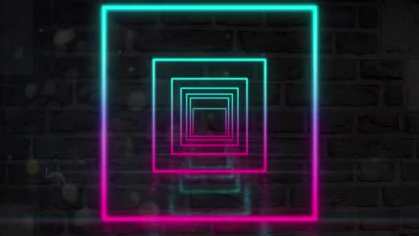Karanlık Arka Planda Renkli Çoklu Geometrik Şekillerin Animasyonu Video Oyunu — Stok video