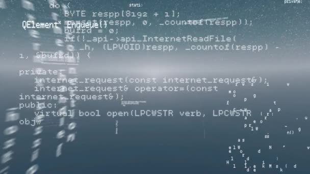 Digitální Animace Obrazovek Zpracováním Dat Šedém Pozadí Počítačové Rozhraní Koncept — Stock video