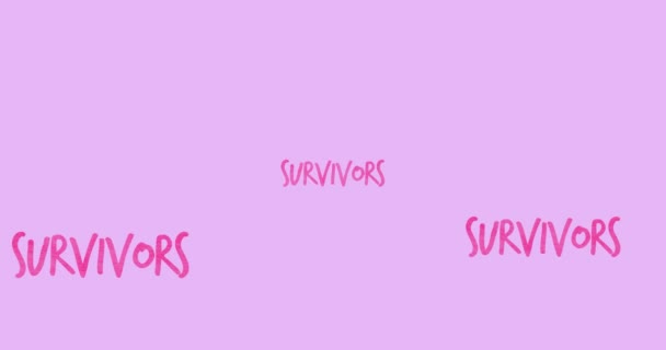 분홍색 배경에 다수의 생존자 텍스트 애니메이션이 나타난다 유방암 캠페인은 디지털로 — 비디오