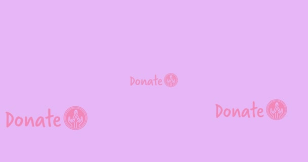 Animación Múltiples Logotipo Cinta Cáncer Mama Rosa Con Donar Texto — Vídeo de stock