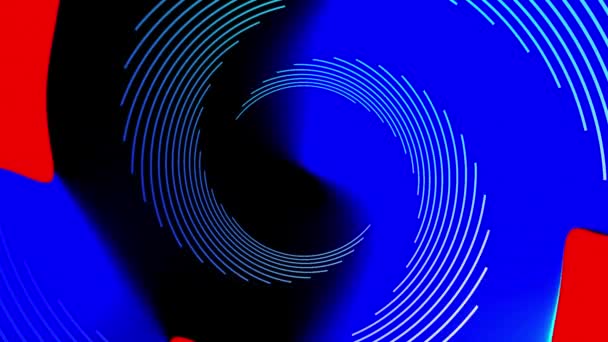 Animation White Spiral Lines Blue Red Shapes Black Movement Energy — Video