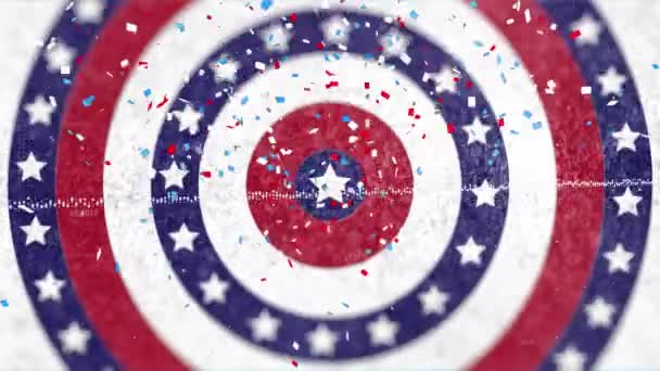 Animation Confetti Falling American Flag Stars Coloured Circles Patriotism Celebration — Stock Video