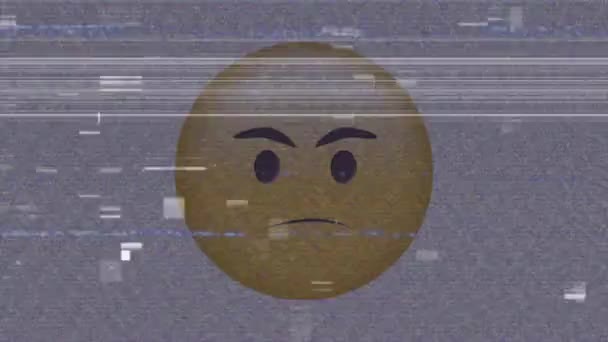 Animação Emoji Irritado Ícone Sobre Ruídos Tela Conceito Global Mídia — Vídeo de Stock