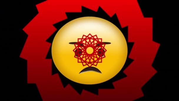 Digital Animation Red Decorative Designs Angry Face Emoji Black Background — Stock Video