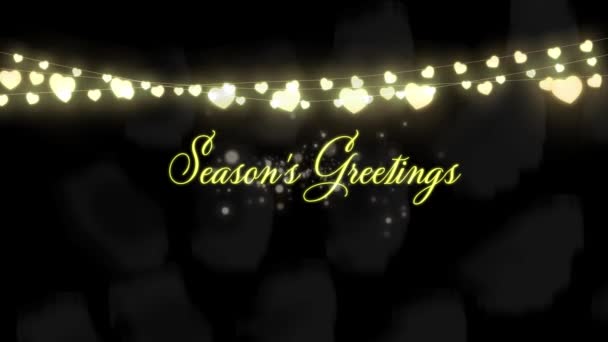 Animation Season Greeting Text Fairy Lights Flickering Spots Background Christmas — Stock Video