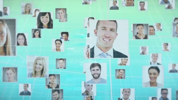 Animation Portraits Personnes Diverses Sur Traitement Des Données Entreprise Mondiale — Video