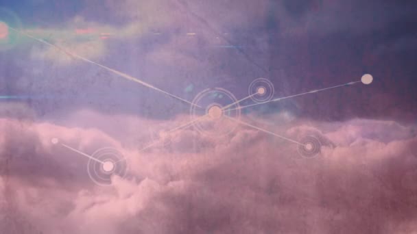 Animación Digital Red Conexiones Contra Nubes Cielo Concepto Global Redes — Vídeo de stock