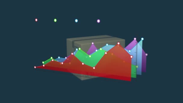 Elaborazione Statistica Dei Dati Contro Scatola Consegna Modello Camion Consegna — Video Stock