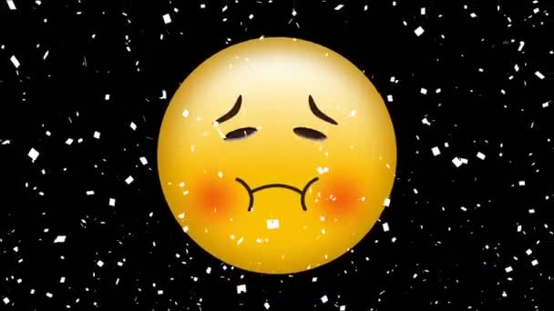 Animation Sick Emoji Icon Falling Confetti Global Social Media Communication — Stock Video
