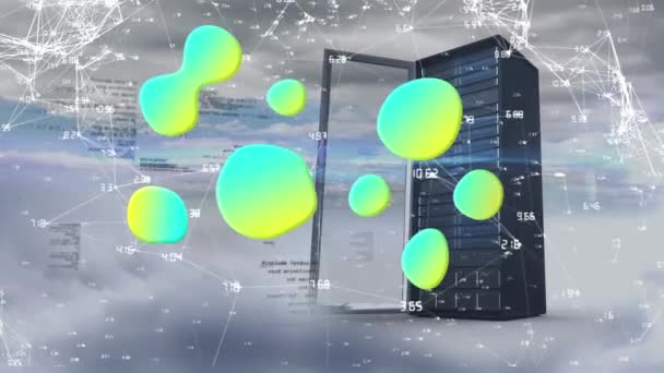 Gradiente Forma Abstrata Sobre Rede Conexões Servidores Computador Contra Nuvens — Vídeo de Stock
