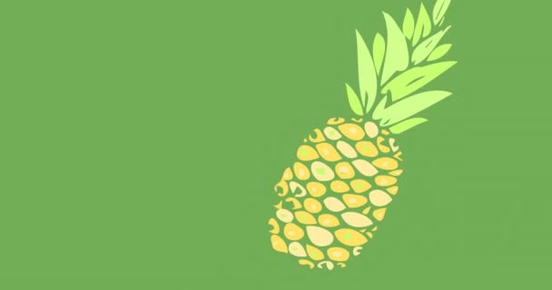 Animation Pineapple Moving Green Background Tropical Fruit Summer Holiday Concept — Vídeos de Stock