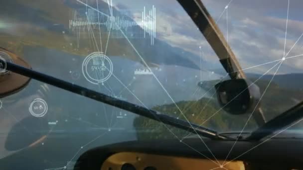 Animatie Van Het Netwerk Van Verbindingen Vliegend Vliegtuig Mondiaal Reis — Stockvideo