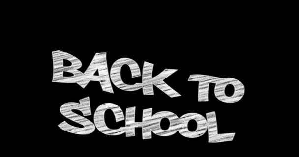 Animation Back School Text Black Background School Education Study Concept — Stock Video