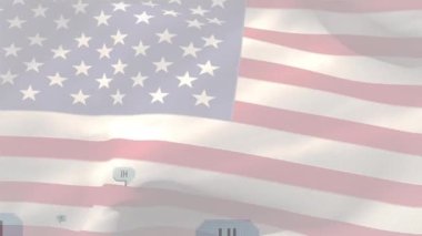 Amerika bayrağı ve sosyal medya mesajlarının animasyonu. Vatanseverlik ve sosyal medya kavramı dijital olarak oluşturulmuş video.