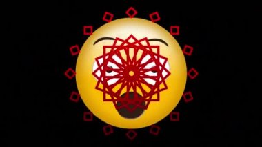 Siyah arkaplanda kırmızı şekilleri hareket ettiren korkmuş emoji simgesinin animasyonu. küresel sosyal medya ve iletişim konsepti dijital olarak oluşturulmuş video.