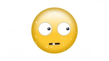 Beyaz arka planda düşen konfeti üzerine korkmuş emoji simgesi animasyonu. küresel sosyal medya ve iletişim konsepti dijital olarak oluşturulmuş video.