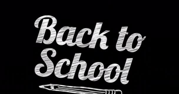 Animation Back School Text Black Background School Education Study Concept — Stock Video