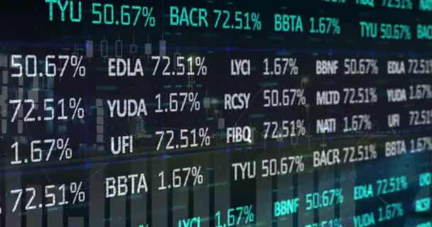 Animação Mercado Ações Processamento Dados Financeiros Sobre Fundo Preto Conceito — Vídeo de Stock