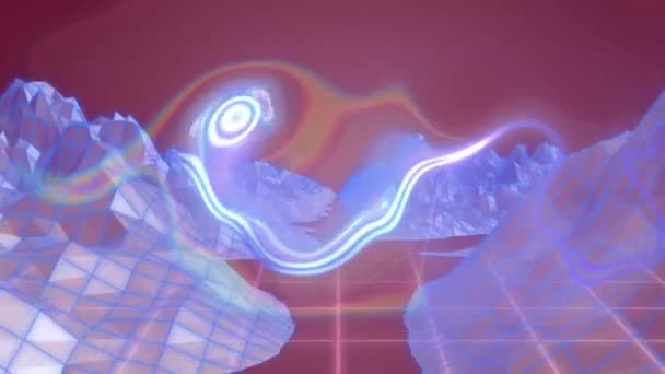 Animation Glühender Flüssigkeit Die Sich Über Eine Blaue Kristalllandschaft Und — Stockvideo