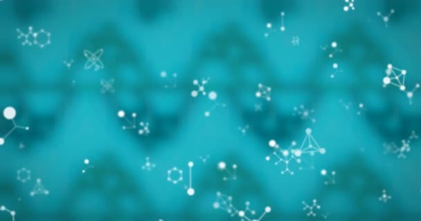蓝色背景下分子结构的数字动画与无缝图案设计相抗衡 医学研究和科学技术概念 — 图库视频影像